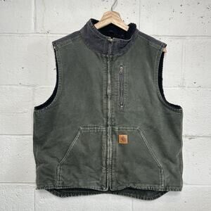 Carhartt Sandstone Sherpa-Lined Mock Neck Vest “Moss Green”